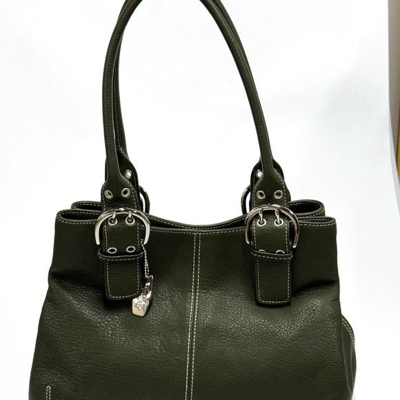 Tignanello Olive Leather Shoulder Bag - Picture 2 of 11